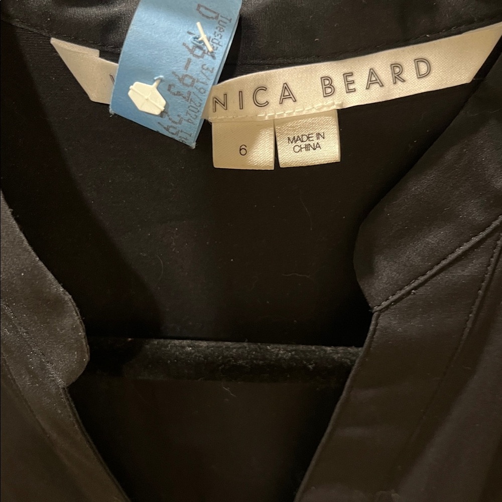 Veronica Beard Black Ruched Assymetric Button Shirtdress - Picture 7 of 12